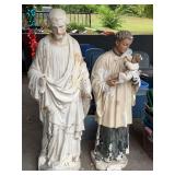 Here is a pair of life size statues of Mary and Joseph with baby Jesus, now Joseph just needs repainted and is in good condition, Mary has some repairs that need done, mostly minor, we used these to s