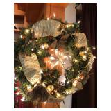 Vintage hand made on site lighted gold wreath