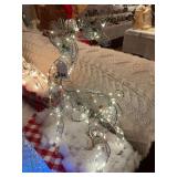 24 inch vintage lighted Rudolph made from curled wire with large colored beads
