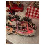 Large fiber optic village scene, very beautiful w/box.