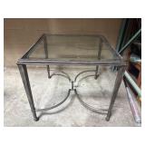 Glass Top Iron Legged Square Side Table