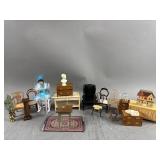 Dollhouse Minatures With Furniture & Showgirl