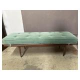 Mid Century Turquoise Cushioned Bench