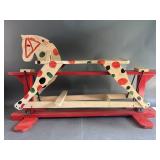 Hand Painted Vintage Wooden Gliding Horse