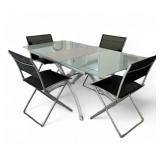 Modernist Glass Dining Table Folding Chairs