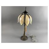 Slag Glass Tulip Shade Antique Lamp