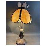 Slag Glass Art Deco Antique 6 Panel Lamp