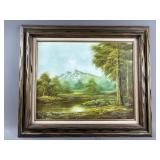 Vtg Signed Landscape Oil Painting On Canvas