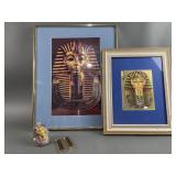 Framed Egyptian Pharaohï¿½s & Gold-tone Lighters