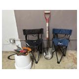 Folding Quik Seats, Round Point Shovel & Tools