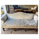 Vtg Sky Blue Velvet Couch