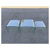 3 Heavy Glass Decorative Nesting Side Tables