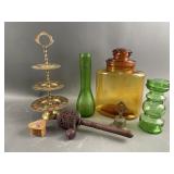 3 Tiered Indian Brass Tray, Prayer Wheel & More