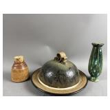 MCM Signed Pottery Butter Dome & Artisan Pieces