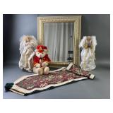 Tree Angels, Gold Framed Mirror & Holiday Decor