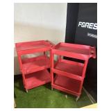 2 Red Rolling Carts