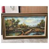 XL MCM Country Framed Cottage Painting