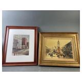 Framed & Signed City Scene Painting & Print