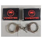 2 Pairs Viper Tek Double Lock Steel Handcuffs