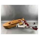Vtg Riftin NY Wood Toy on Swivel Wheels & More