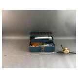 Vtg Metal Tackle Box & Mini Shimano Fishing Pole