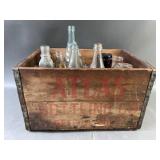 Vintage Glass Bottles & Wooden Bottle Crate