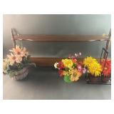 Wooden Shelf & Faux & Floral Decor