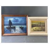 Signed fishing Boat Painting & More
