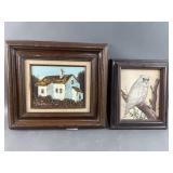 Armstrong Signed Owl & Country Cottage Paintings