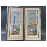 Framed Sailboat Paintings On Handmade Paper