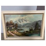 Winter Landscape Painting & 1985 Collectors Stamp