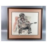 Signed E Hull Musician Watercolor