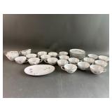 Dawn Rose Teacups & Sugar & Creamer Set