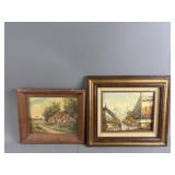 MCM Signed City Painting & Countryscape