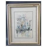 Signed Vintsge Watercolor Piazza Della Repubblica