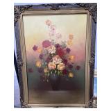 XL Ornate Signed & Framed Floral Painting