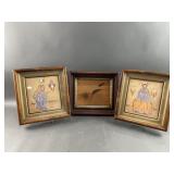 Illustrated Victorian Lady Drawings & Vtg Frame