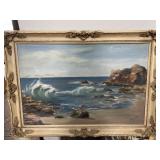 Signed Thelma Tucker Oceanside Painting