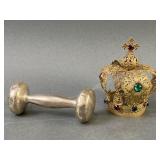 Infant of Prague Crown & Sterling Silver Rattle
