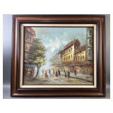 Signed Oil On Canvas Cityscape By H. Dick