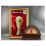 Vtg Budweiser Beer Mirrored Sign & More
