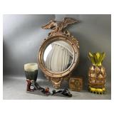 Gold Eagle Convex Mirror, MCM Lucite & More
