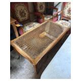 Vintage Wood & Wicker Top Louis XV Coffee Table