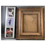 Large Antique metallic Frame & Art Deco Prints