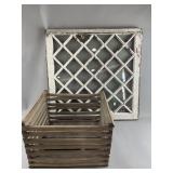 Vintage Diamond Window Pane & Wooden Crate