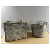 Vintage Horse Shoes, Metal Crate & More