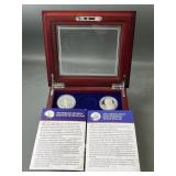 2 1g 90% Silver Dollars With COAs & Box