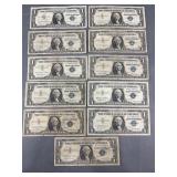 11 Silver Certificates 1957