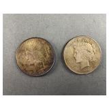 2 1922 Peace Silver Dollars