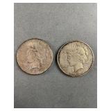 2 1923 Peace Silver Dollars